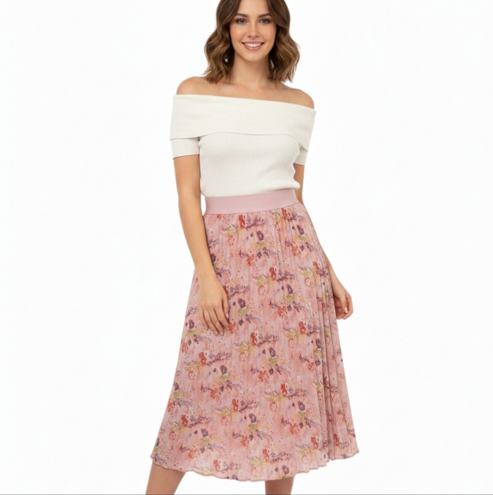 Ophelia Roe Floral Pink Spring Skirt Womens Size 1X Plus Size Cruise Resort
